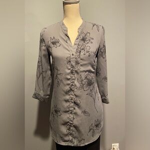 Forever 21 grey floral blouse